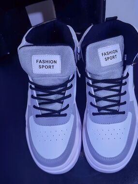 Men's White and Gray Athletic Sneakers